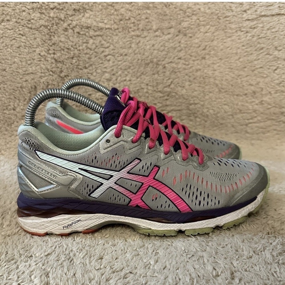Asics Gel-Kayano 23 Womens Running Shoes Silver Pink T696N Sneakers Size 7